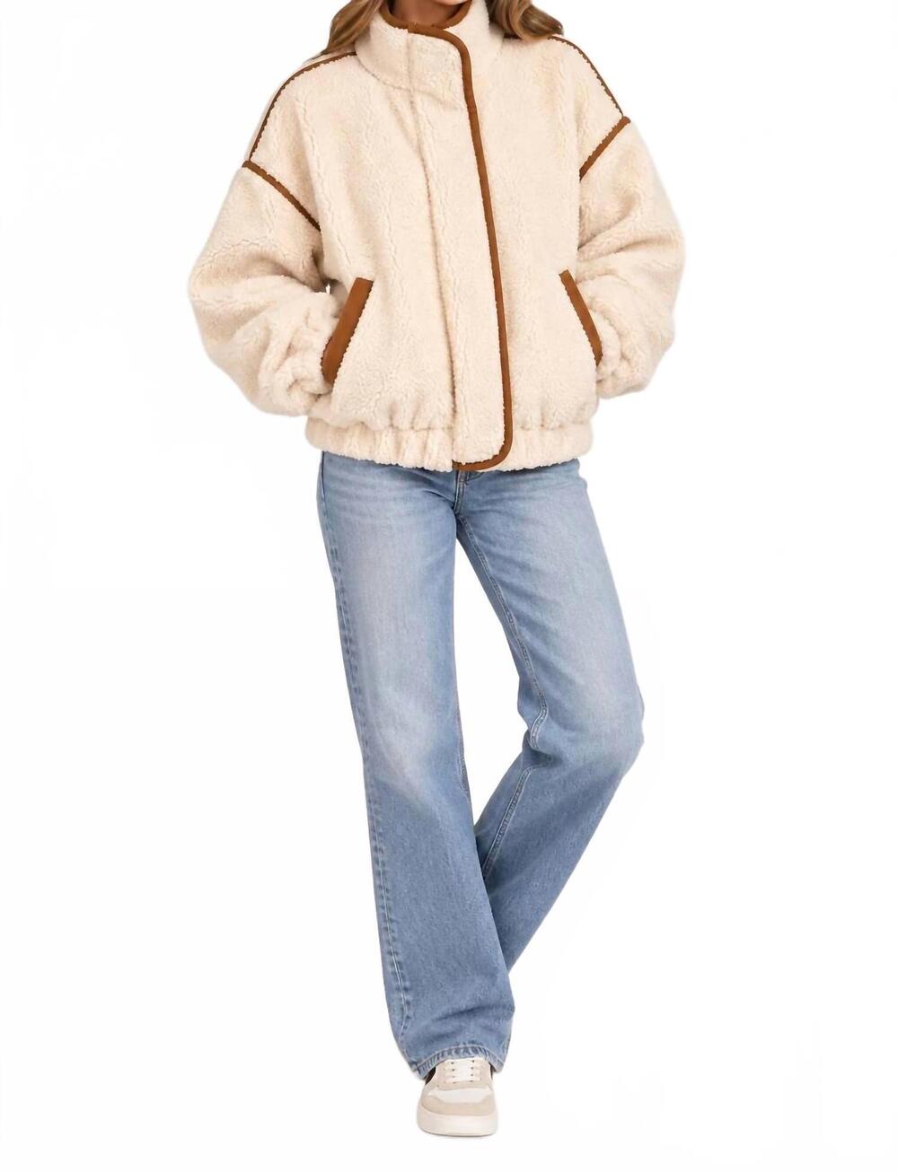 NEW ELAN shearling bomber jacket in brown